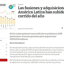 Las fusiones y adquisiciones en Amrica Latina han subido 8% en lo corrido del ao